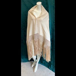 Fringed Shawl or Throw-Over Elegant Dress